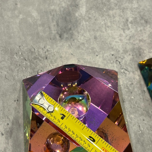 House of Goebel vintage W Germany lead crystal iridescent candle holders - Picture 10 of 16